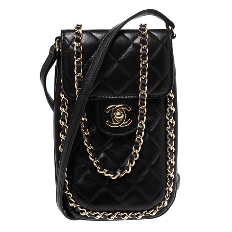 small black chanel crossbody|chanel phone bag.